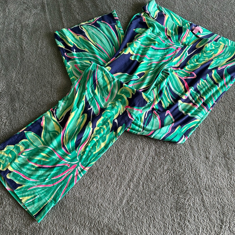 Lilly Pulitzer Green and Blue Flare Pants